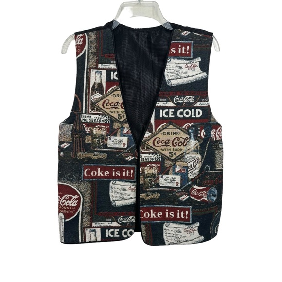 Vintage Coke Coca Cola Vest Unisex Adult M (Tag Missing) Black Red Tapestry - Picture 2 of 10